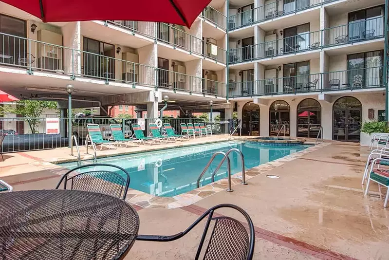outdoor pool at oak square condos
