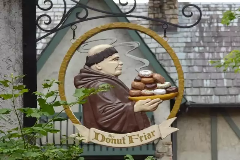 the donut friar sign in the village shops in gatlinburg tennessee