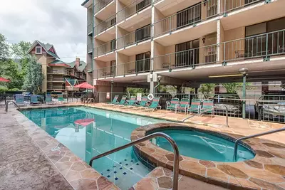 outdoor pool and hot tub