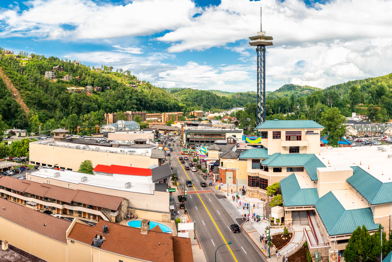 main strip in downtown Gatlinburg TN