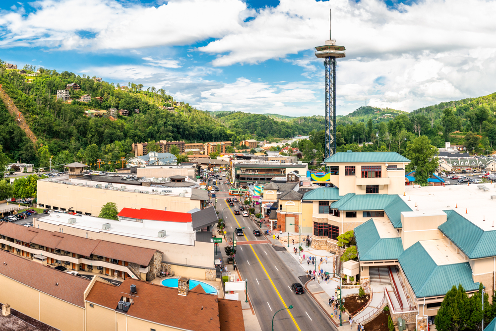 main strip in downtown Gatlinburg TN