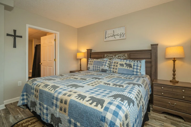 Sink into your comfortable bed after a day of adventure. Warm lighting and thoughtful touches create a peaceful retreat where you can truly unwind.