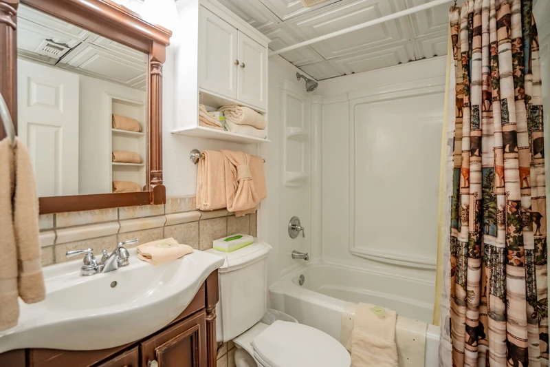 Step into your private bathroom where fluffy towels and thoughtful touches await. Bright, clean, and stocked with everything you'll need to freshen up after a day of exploring.